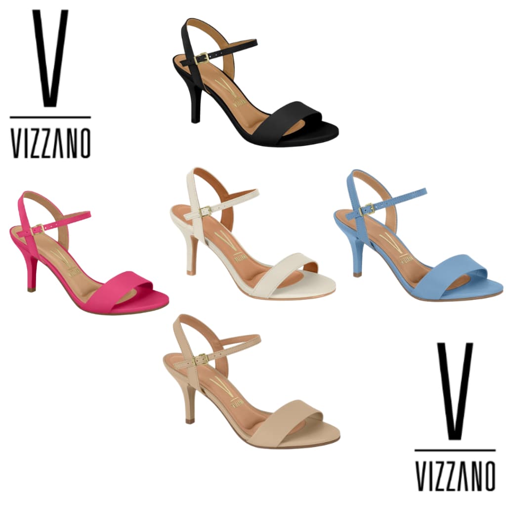 Sandália Vizzano Feminina Original Salto Fino Médio 7cm Napa Fosco FRETE GRÁTIS Envio Imediato