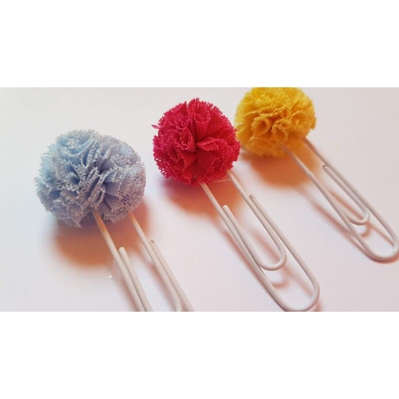 Clipes de papel decorado fofo com pompom