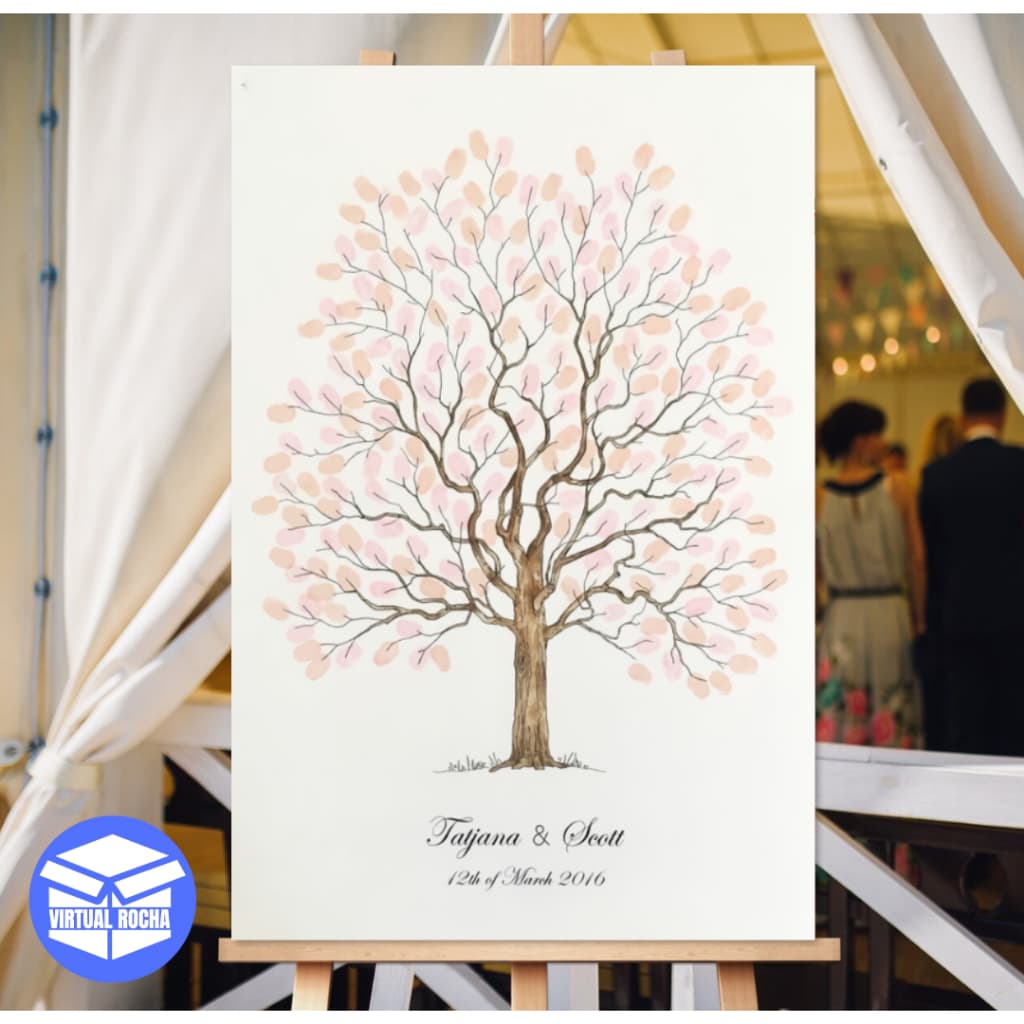Quadro Decorativo Recepção de Casamento Árvore Digitais