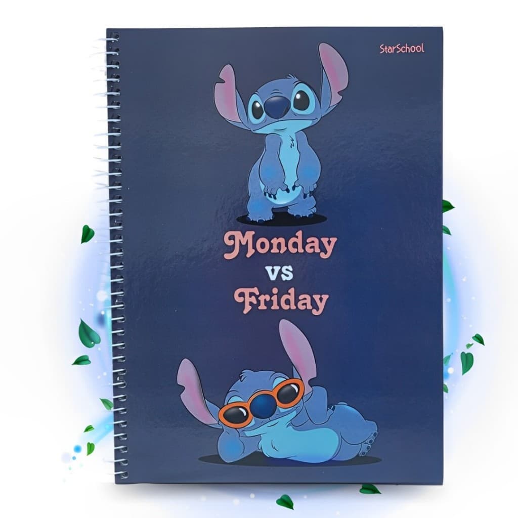 Caderno Disney Universitario 10 matérias Stitch C/ Adesivo Capa Dura
