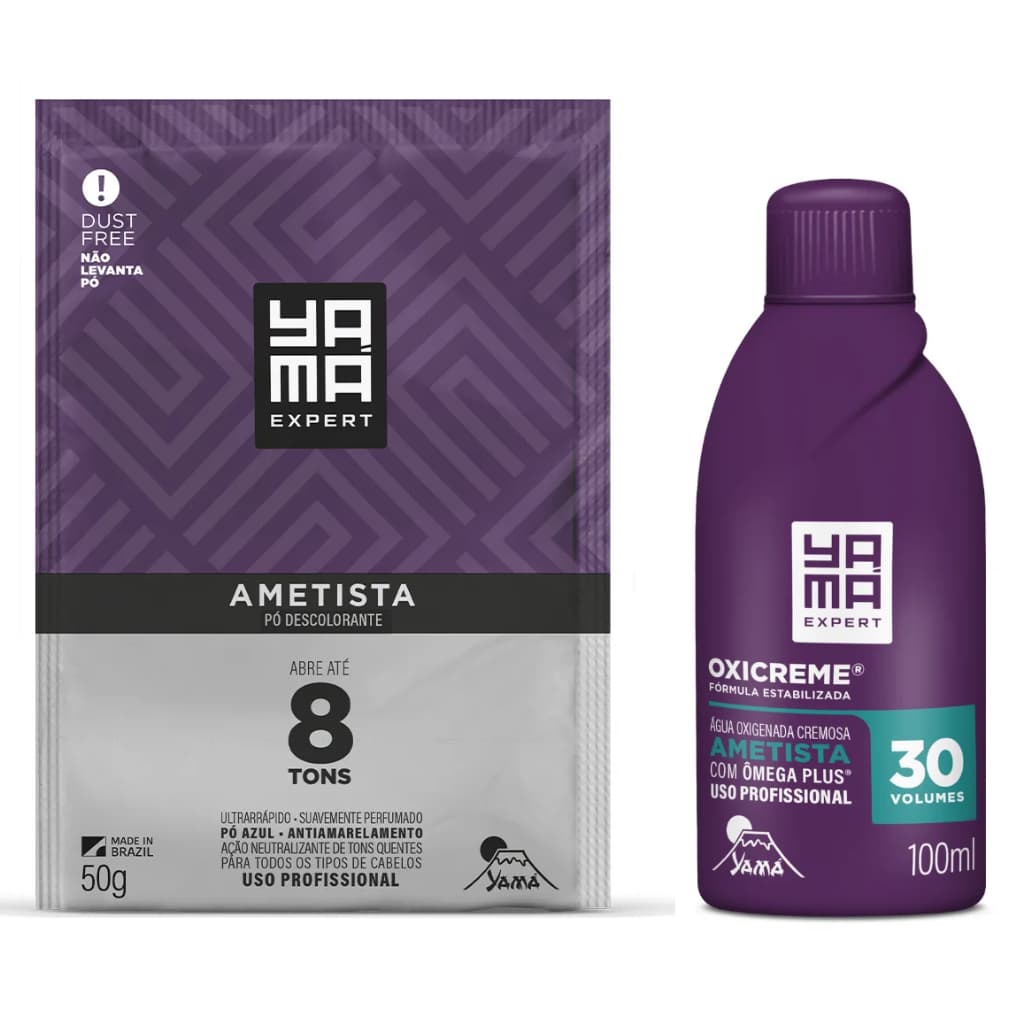 Kit Po Descolorante Ametista Yama 50g + Oxigenada Ametista 30v Yama - 100ml
