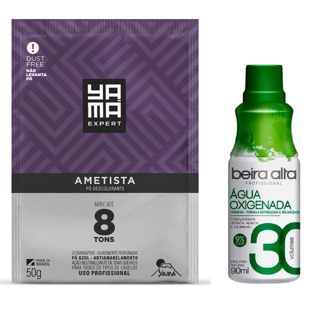 Po Descolorante Yama Ametista 50g + Agua Oxigenada Beira Alta 30v - 90ml