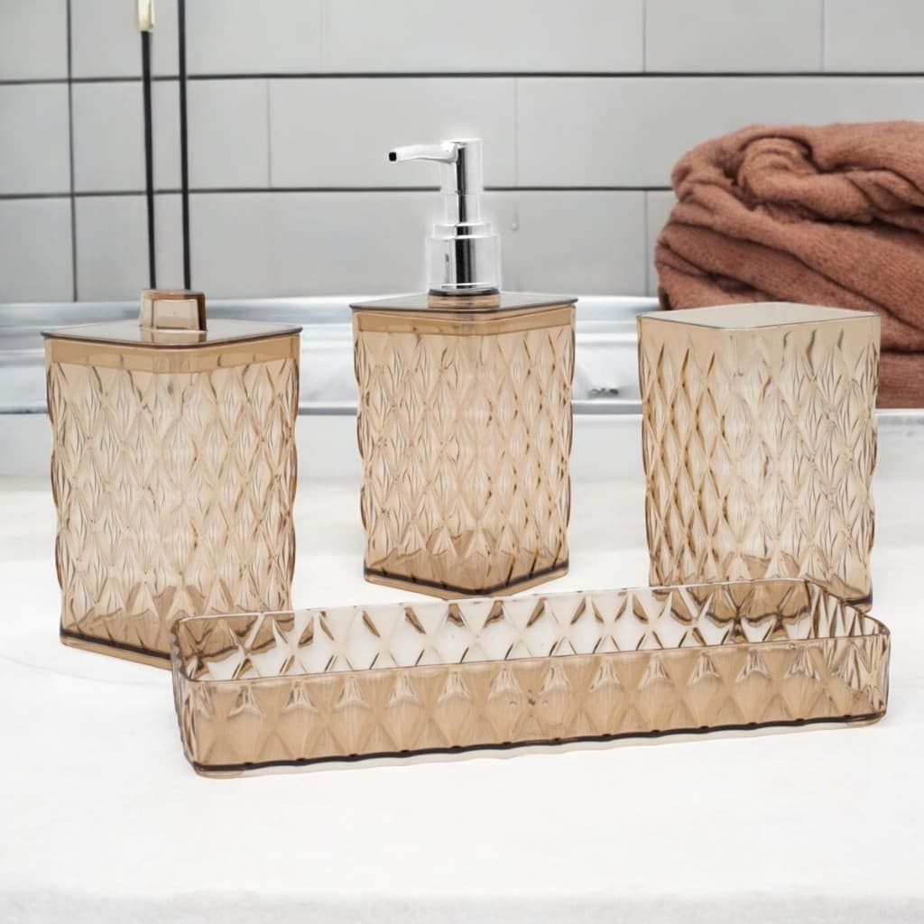 Kit Banheiro Glamour 4 Peças Jogo Lavabo Decoração Higiene