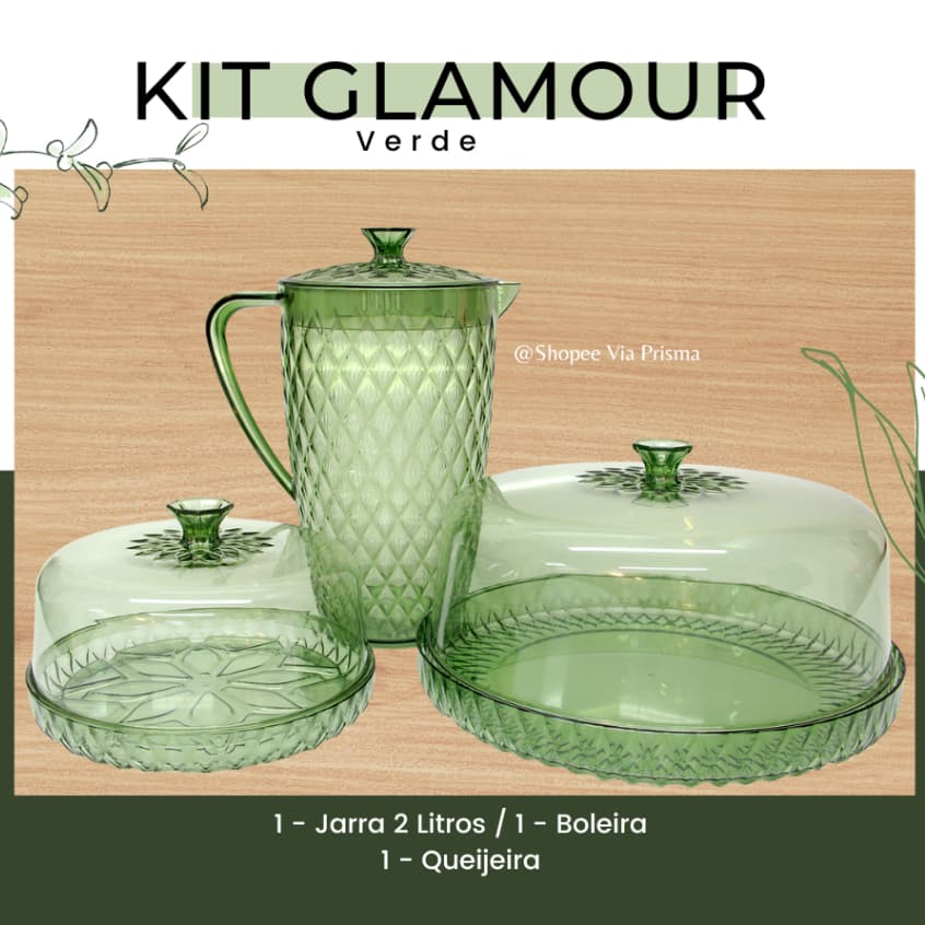 Kit Glamour Plasútil / 3 Melhores itens para uma mesa Elegante! Boleira/Queijeira/Jarra.