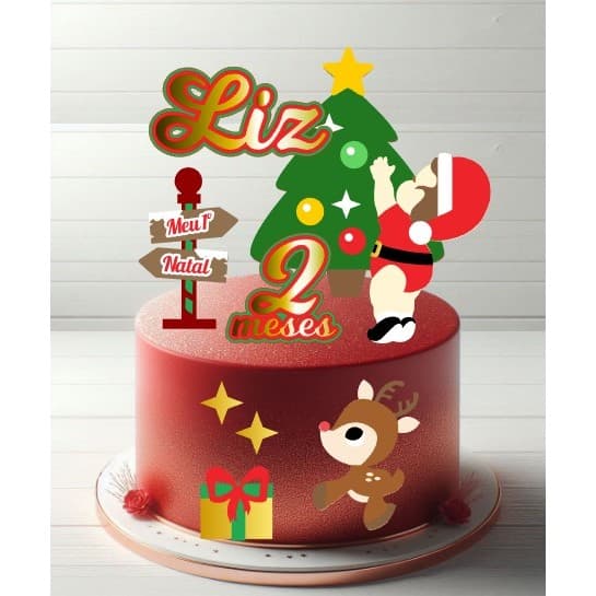 Topo topper de bolo MEU PRIMEIRO NATAL mesversário
