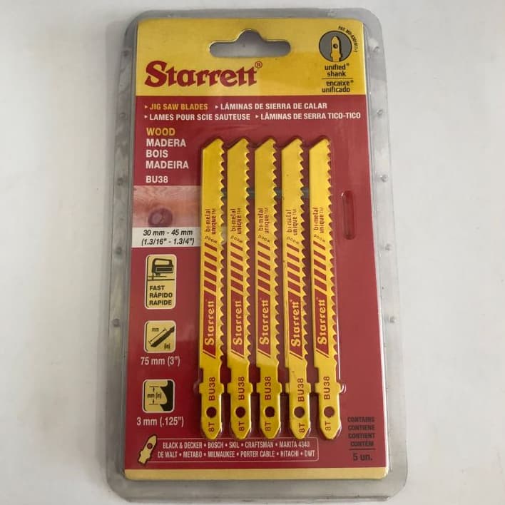 Lâmina de Serra Tico-Tico Bi-Metal Encaixe Unificado 75mm com 5 Peças - STARRETT-BU38-2