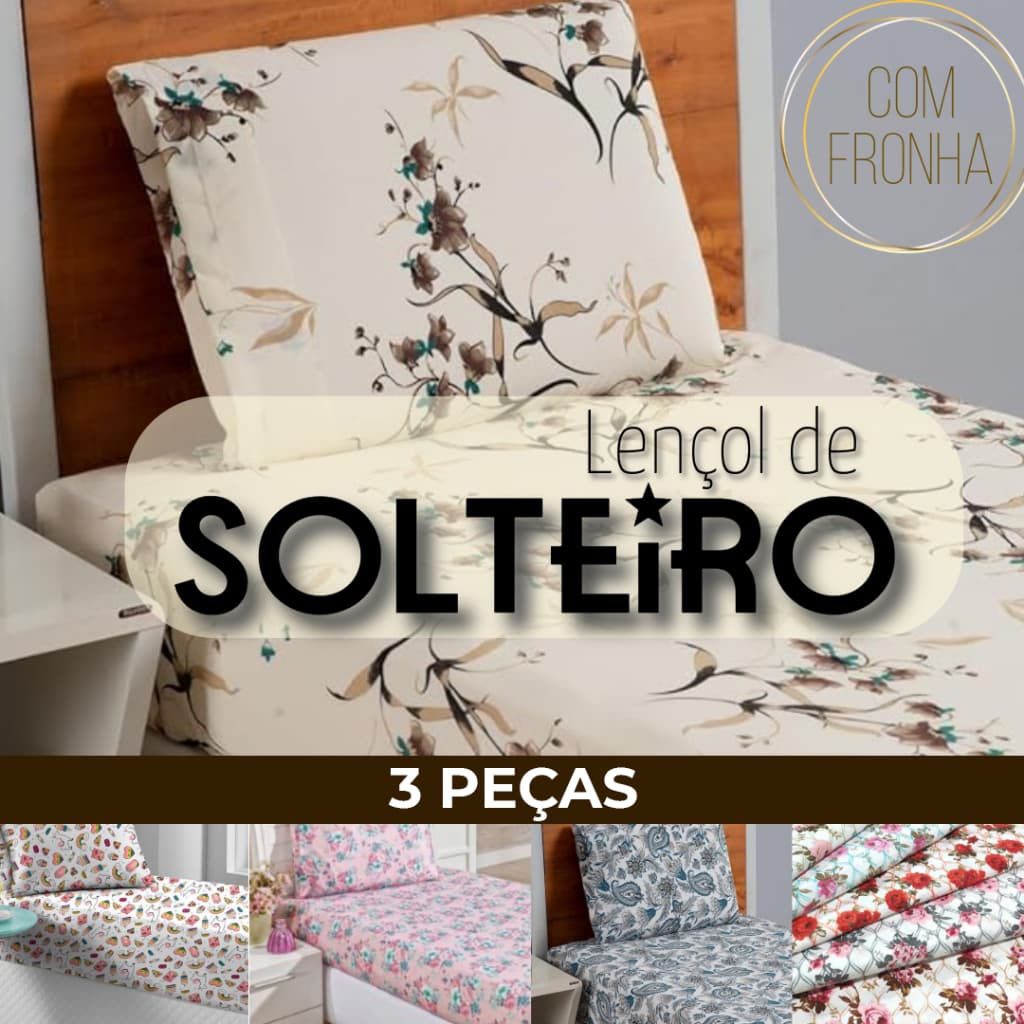 Jogo de Lençol Solteiro 3 Peças Linha Premier Estampas Sortidas