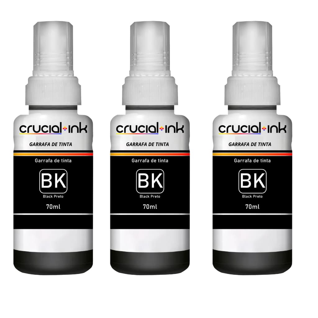 Kit 3 Refis De Tinta Preta Compativel  para Epson  L110, L120, L220, L365, L375, L380, L395, L475, L495, L565