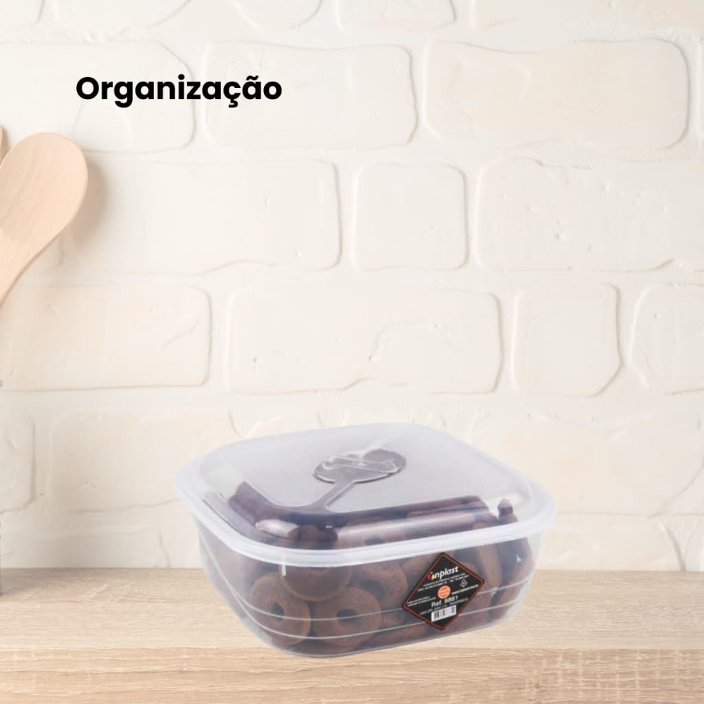 Kit Caixa Organizadora Quadrada 2,5 Litros Transparente