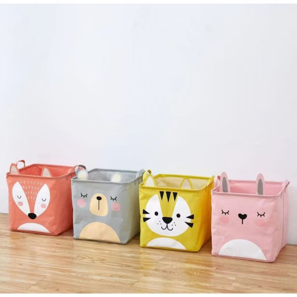 Cesto Dobrável de Roupa Quadrado Organizador Multiuso Animal