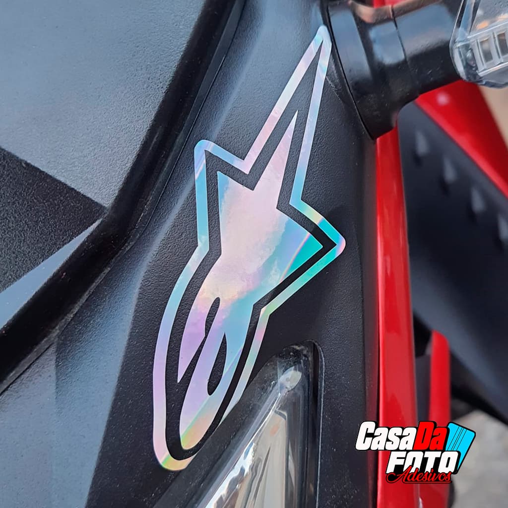 adesivo Alpine Holográfico 10cm que muda de cor para Moto Bike Carro Caminhão Bicicleta capacete e decoração