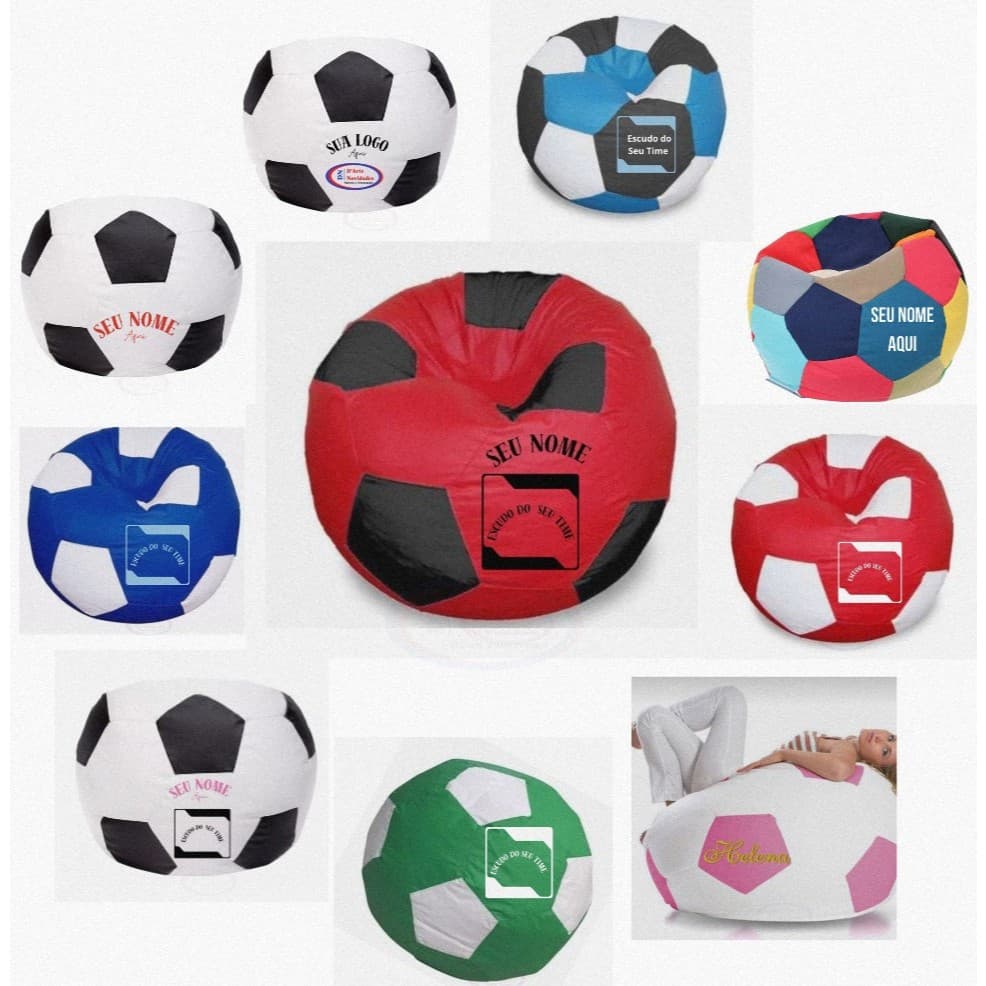 Puff pufe Bola Futebol Personalizado Com Nomes Bordado Temática Infantil CHEIO Pronto para Usar