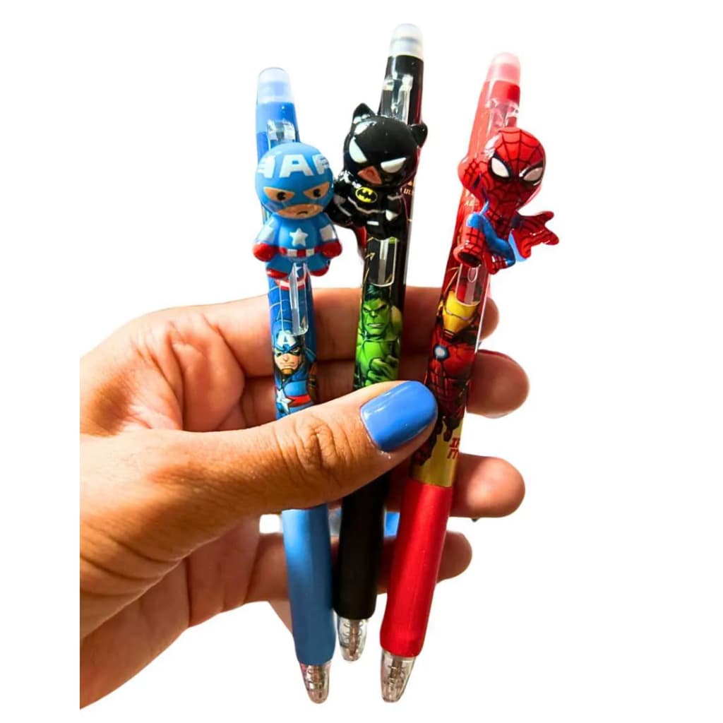 CANETA APAGÁVEL TOPO GIRATÓRIO AVENGERS / VINGADORES / HERÓIS / PAPELARIA FOFA KAWAII