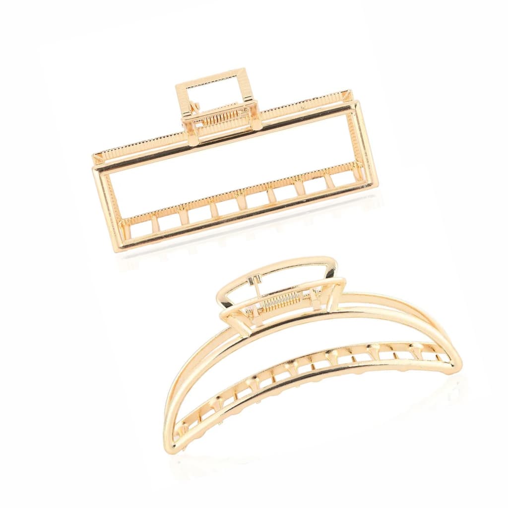 Kit 2 Prendedor de Cabelo Luxo Metal Dourado Moda Feminina