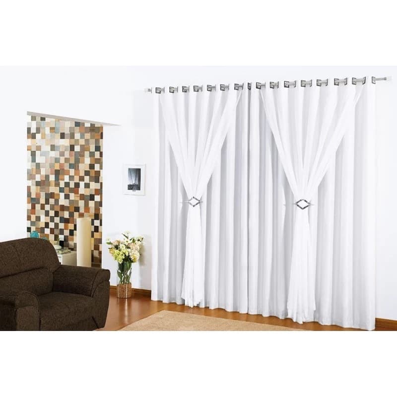 Cortina de Microfibra com voil 6,00 x 2,70 para quarto sala - Decoração de Casa e Apartamento