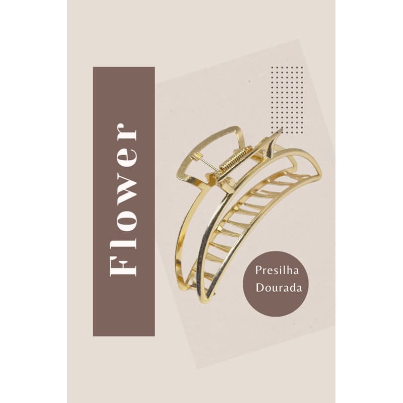Presilha Prendedor de Cabelo Grande Dourado