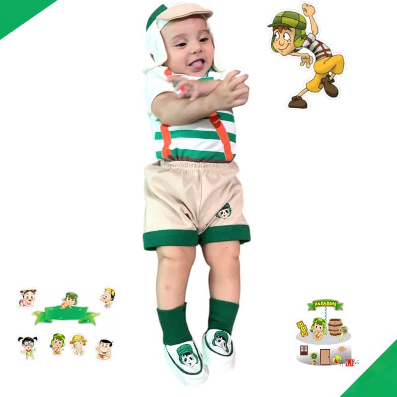 kit 4 peças do chaves, bebê temáticos, personagens-malha suedine,100% algodão