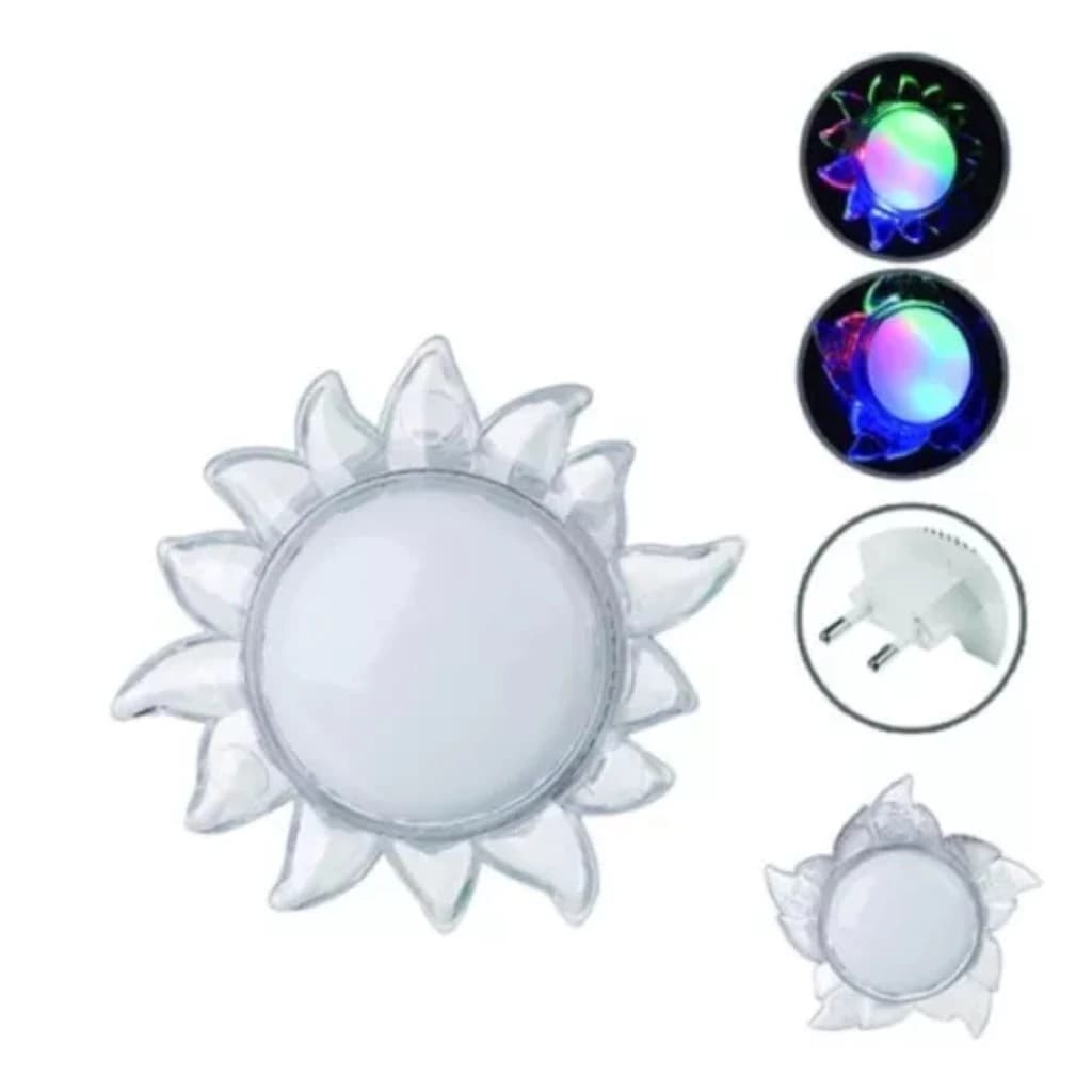 Abajur Luminaria Com Led De Tomada Luz Colorida Sol Com Botao Liga e Desliga Infantil aconchegante