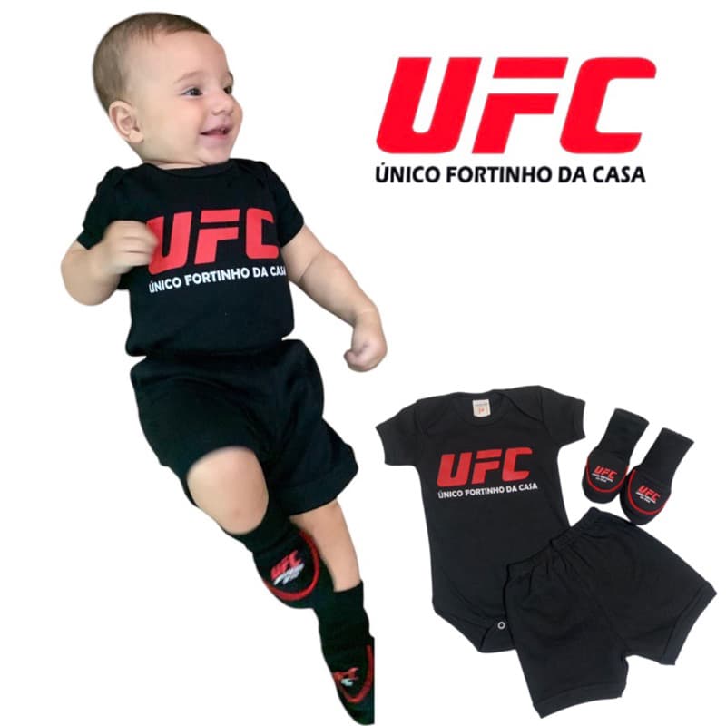 kit 3 peças UFC, bebê temáticos, mêsversário, esporte, personagens-malha suedine 100% algodão