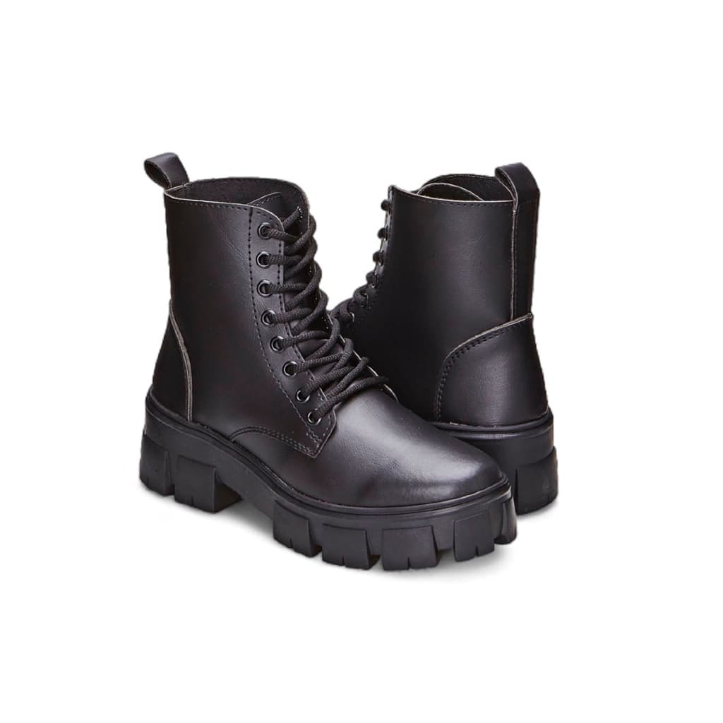 Bota Feminina Tratorada Moda Militar Coturno Feminino Sem Zíper Confortavel