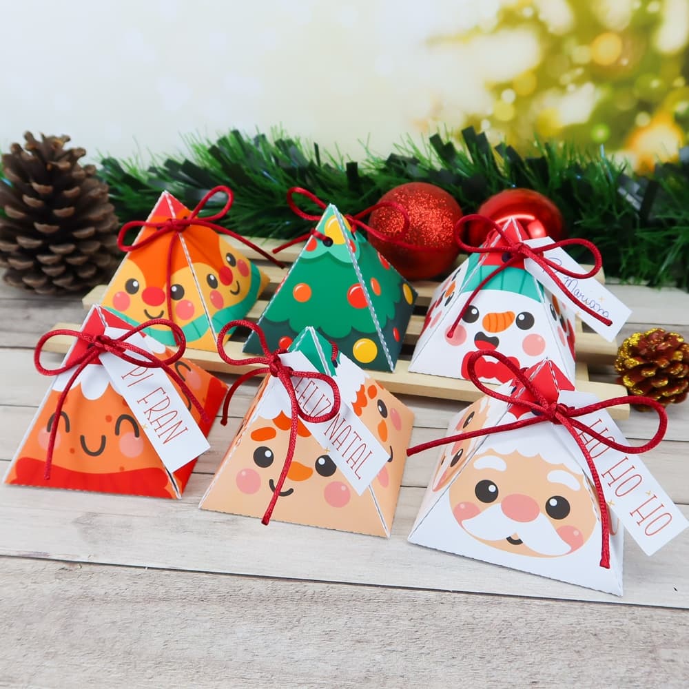Kit Lembrancinhas Personalizada de Natal Porta Bombom de Rostinho Natalino