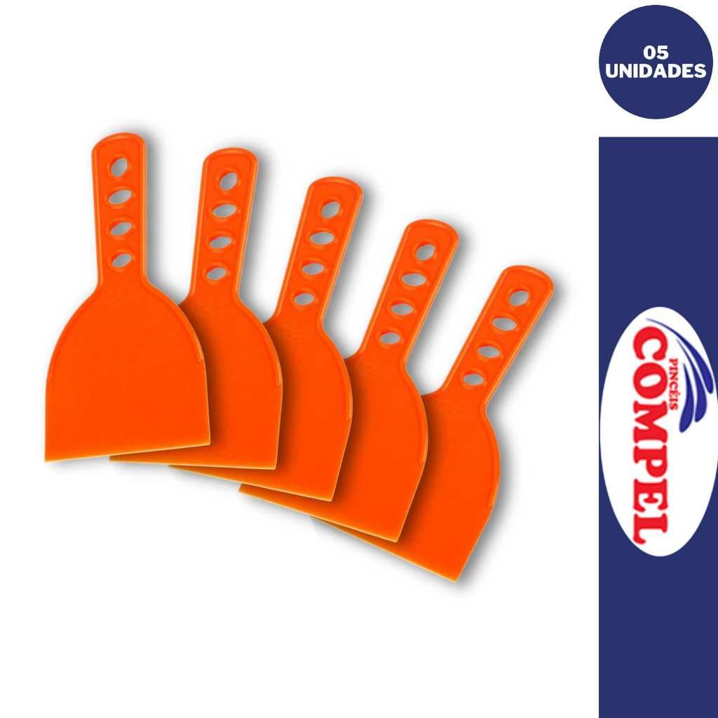 Espatula Plastica Lisa Laranja 10cm Compel 05 Unidades