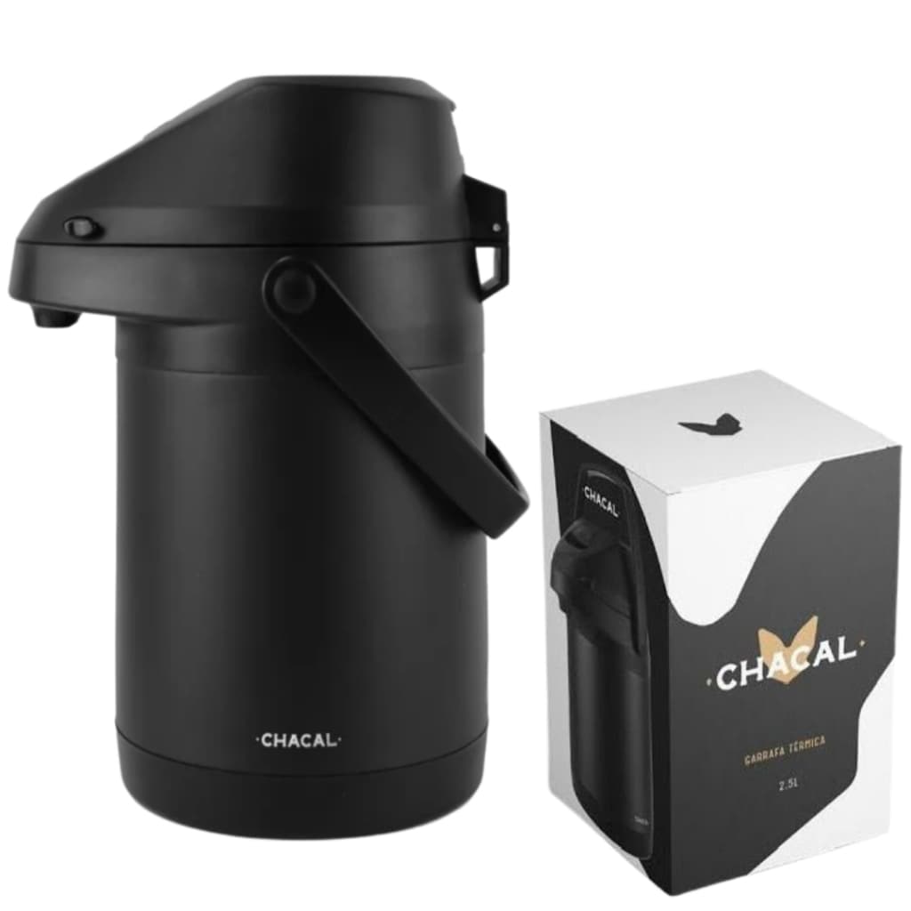 Garrafa Térmica de Inox 2,5 Litros Preta Chacal
