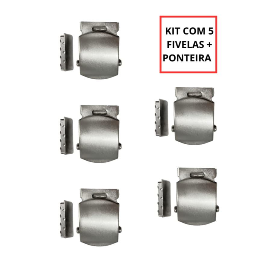 Kit 5 Peças Fivela Niquelada para Cinto 35mm + Terminal completo