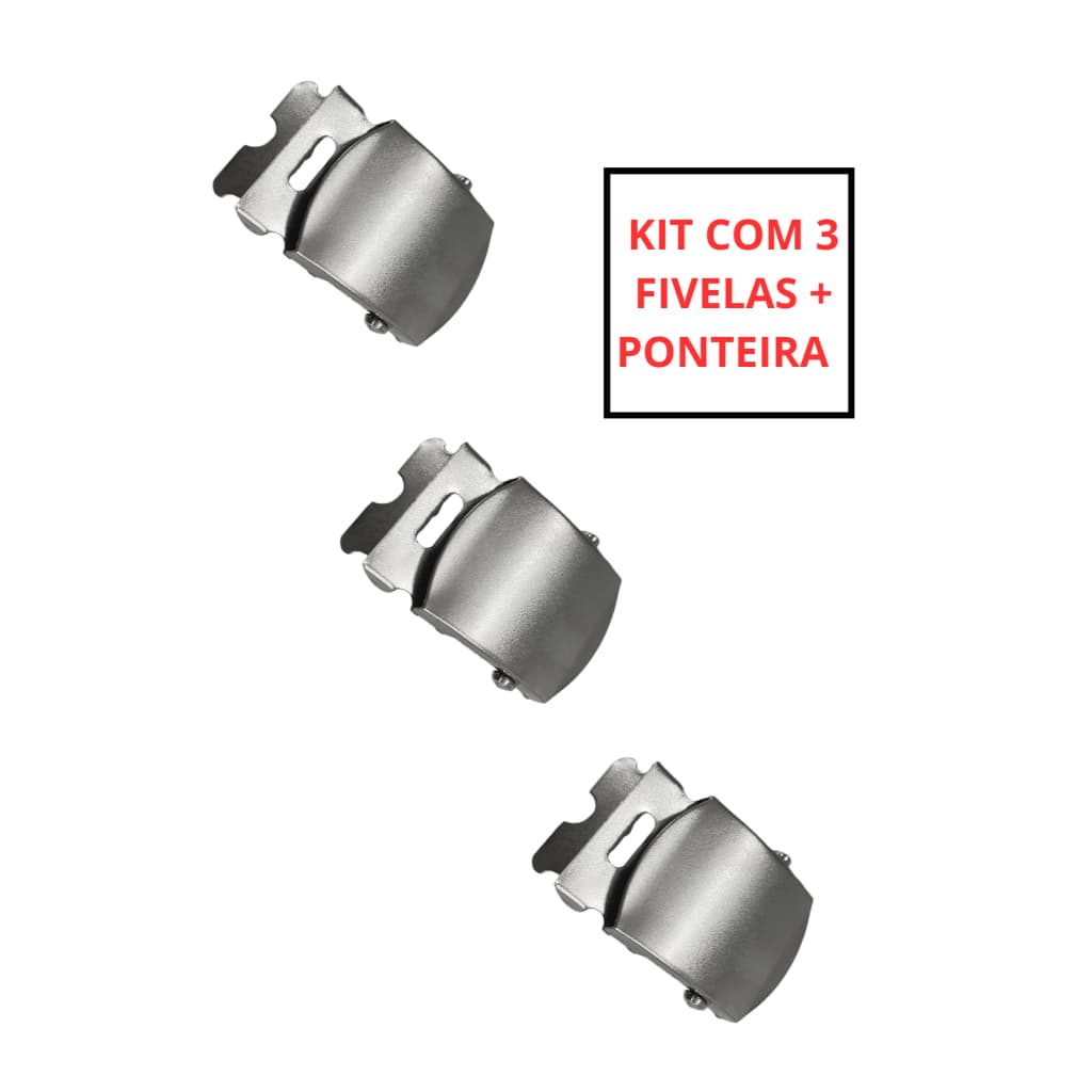 Kit 3 Peças Fivela Niquelada para Cinto 35mm + Terminal completo