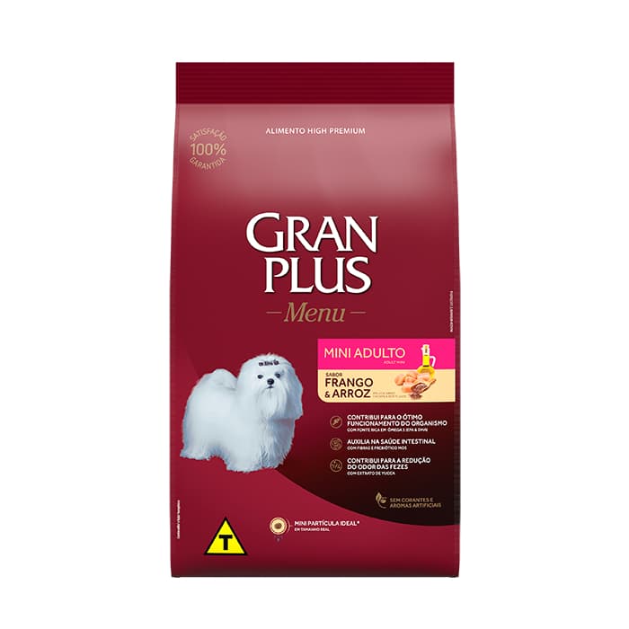 Racao GranPlus Caes Menu Adultos Mini Frango e Arroz 15kg
