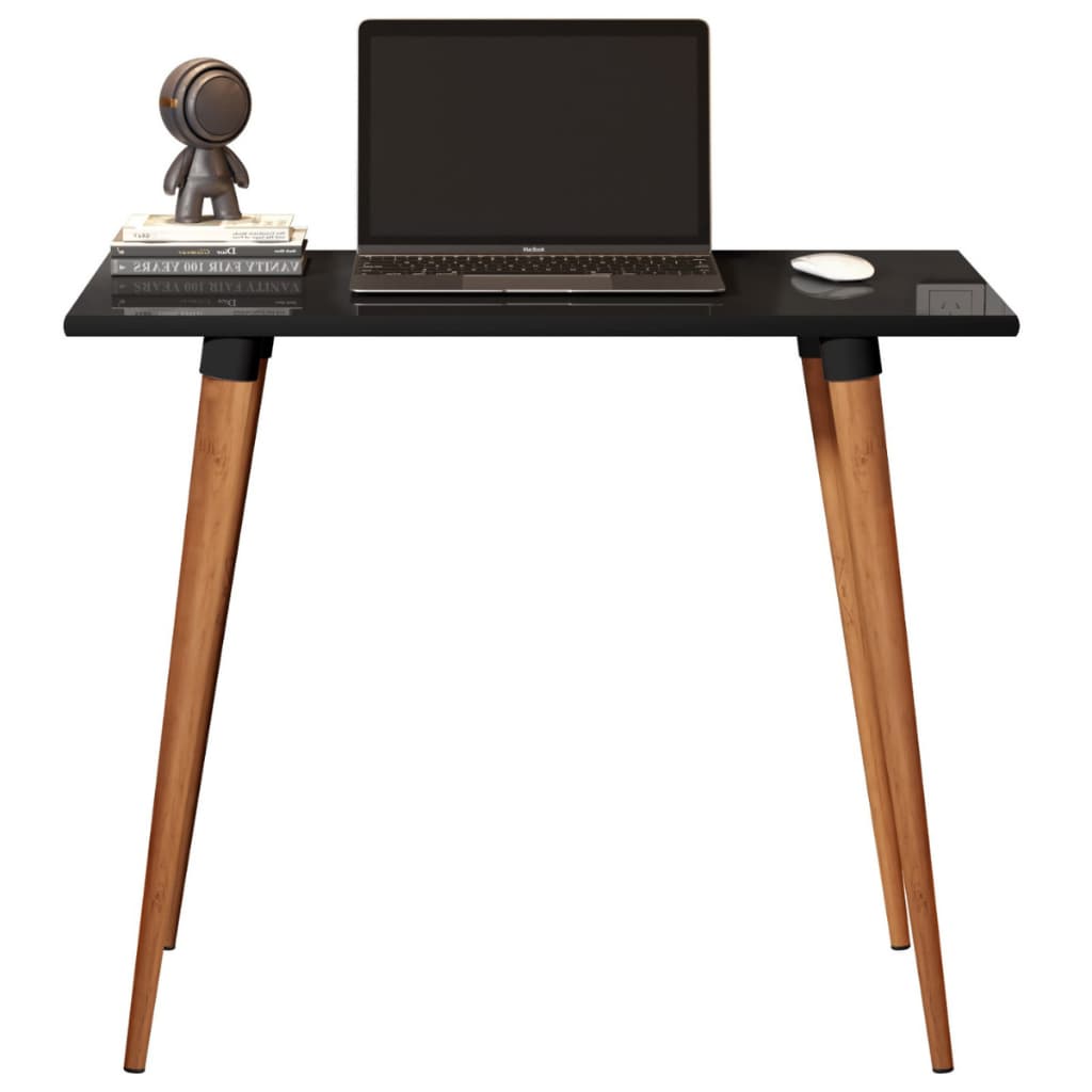 Escrivaninha Classic Mesa Escritório Computador Home Office Notebook Leitura Madeira MDF cor Preto