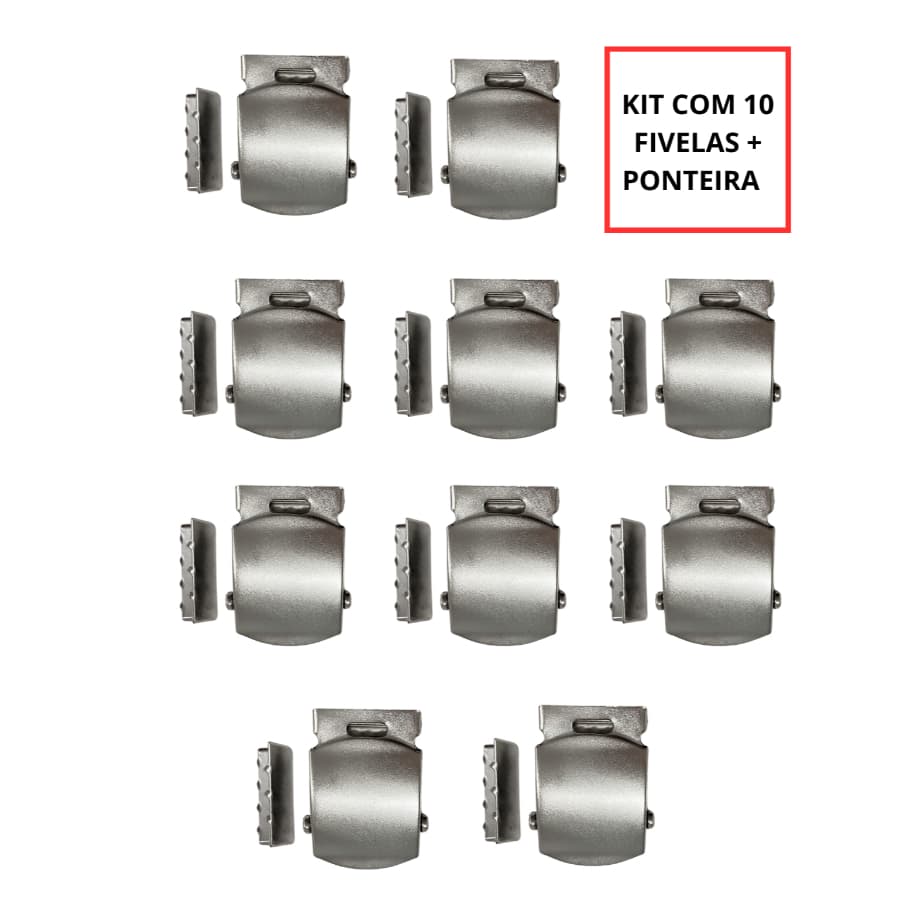 Kit 10 Peças Fivela Niquelada para Cinto 35mm + Terminal completo