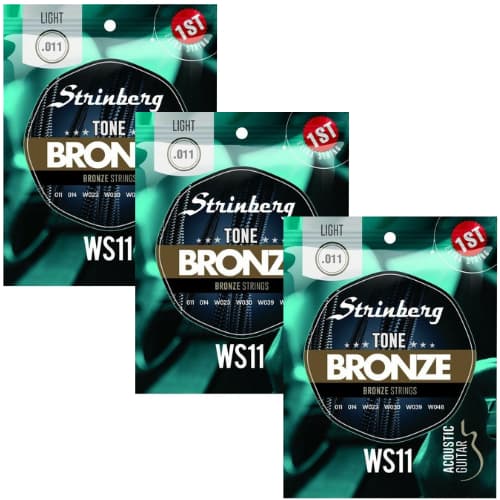 Kit 3 Cordas Encordoamento Strinberg Ws11 Violão De Aço 11 Bonze Strings Acoustic Guitar