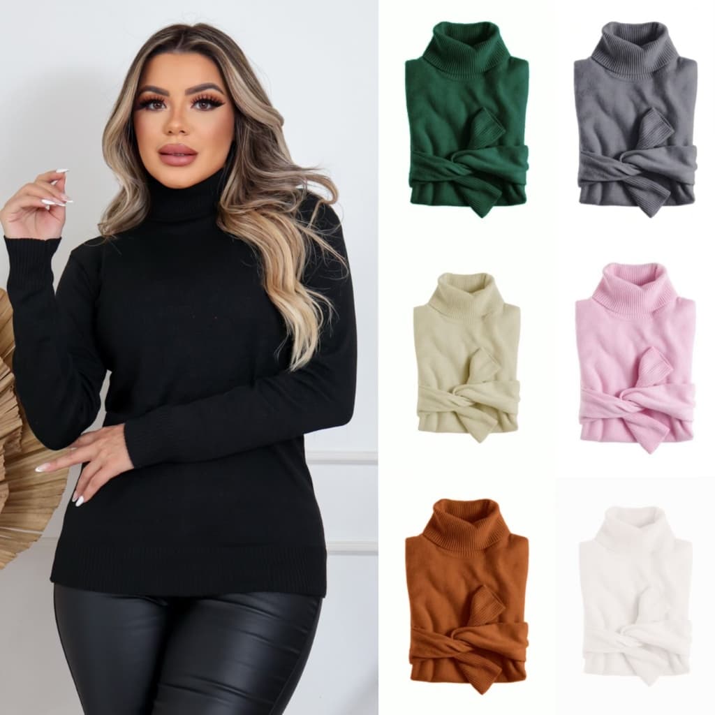 ZAVA Tricot Manga Comprida Cacharrel Blusa de Frio com elastano