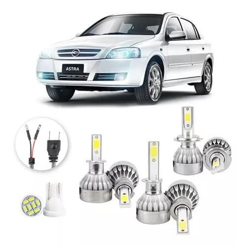 Kit Lampadas Led Astra 1998 a 2012 Farol Alto Baixo Milha H1 H3 H7 T10