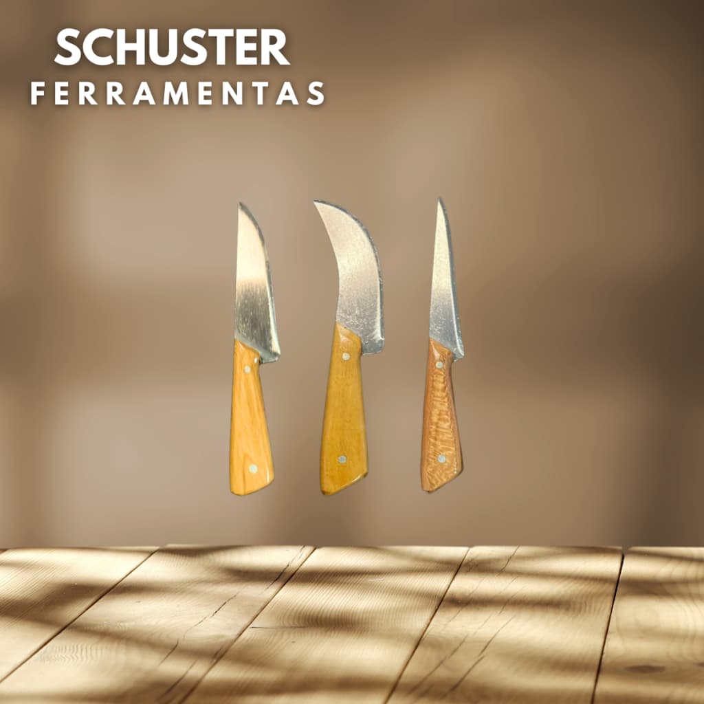 KIT 3 Facas Artesanais/Profissionais Pequenas P/ Cozinha/Caça 5,9'' pol cabo de madeira lâm aço carb