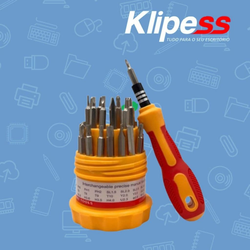 Kit Jogo De Chaves 31 Cabeças Precisão Fenda Torx Philips Conserto Celular Tablet Notebook