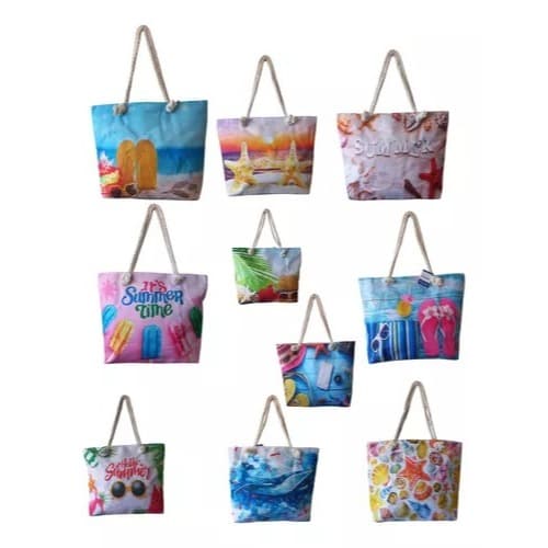 Bolsa De Praia kit com 1O  Ombro Corda Estampas Variadas Atacado