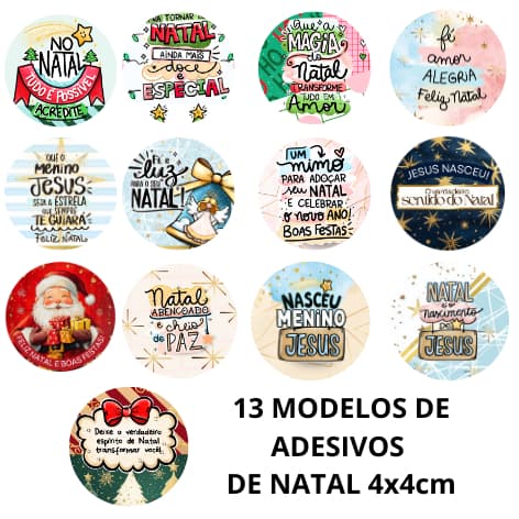 100 Etiquetas Adesivas Personalizadas de Natal 4x4cm
