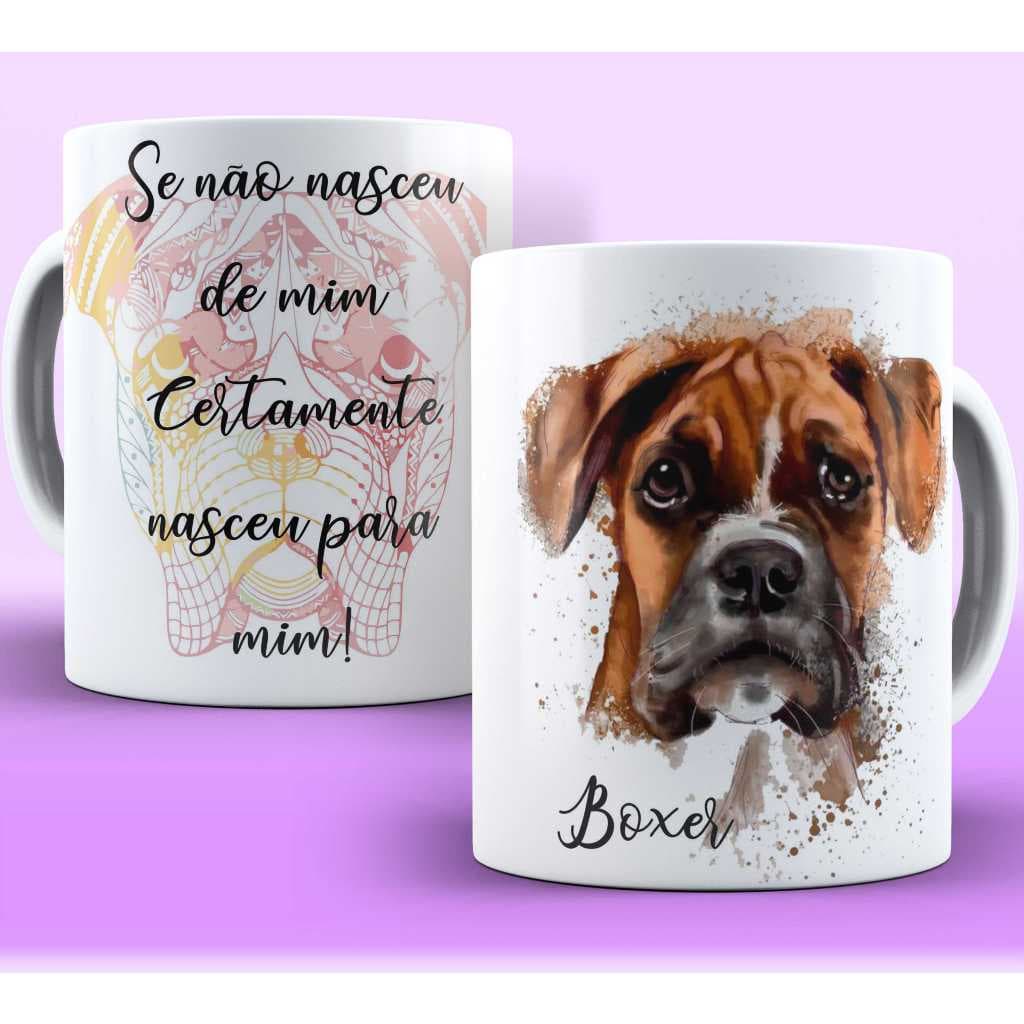 Caneca xícara estampa Cão Cachorro Boxer Mãe de Boxer