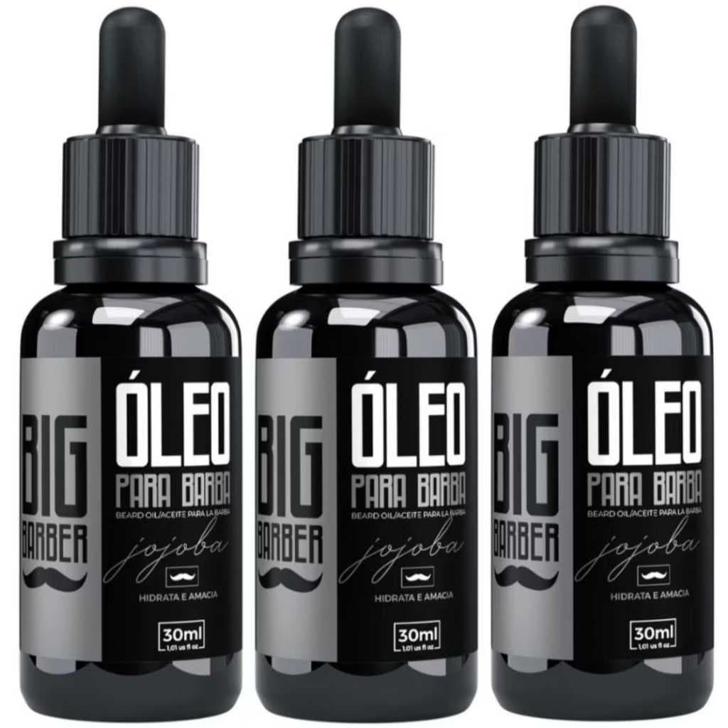 Kit 3 Óleo Para Barba Hidrata E Amacia Big Barber Profissional  30 Ml Promoção