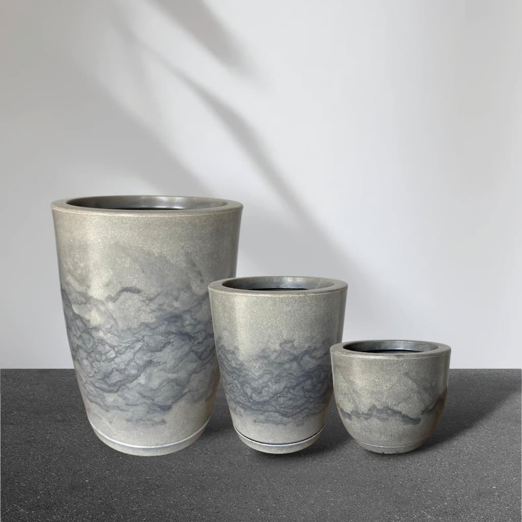 Kit 3 Vasos para Plantas Flor Casa Jardim em Polietileno Coluna Bojo Lisa N1 N2 + Bojo Liso N1 com Prato Coletor