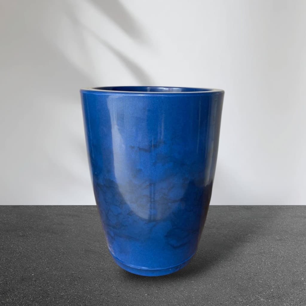 Vaso para Planta Coluna Bojo Lisa Marmorizada Moderno N2 com Prato