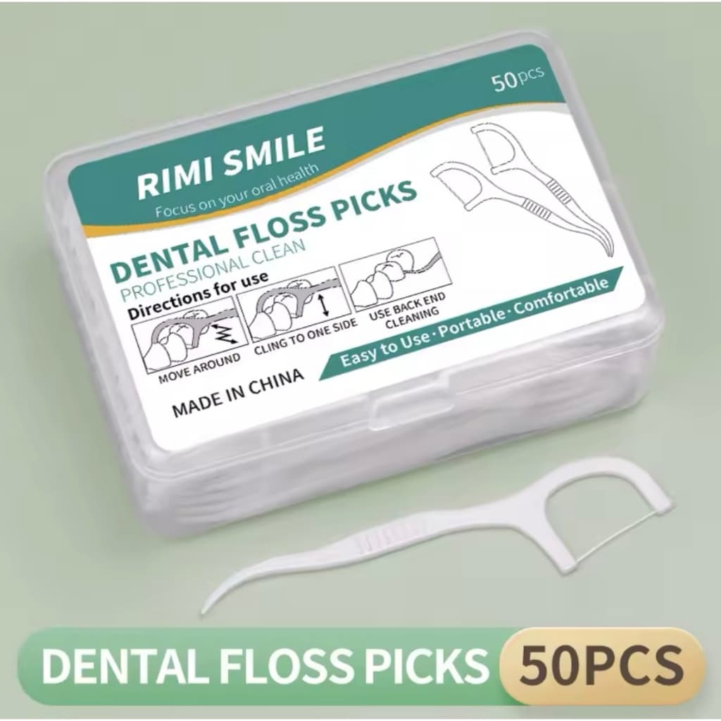 Fio Dental Palito Higiene Bucal Caixa de Armazenamento Portátil 50 pçs Haste Limpeza de Dentes