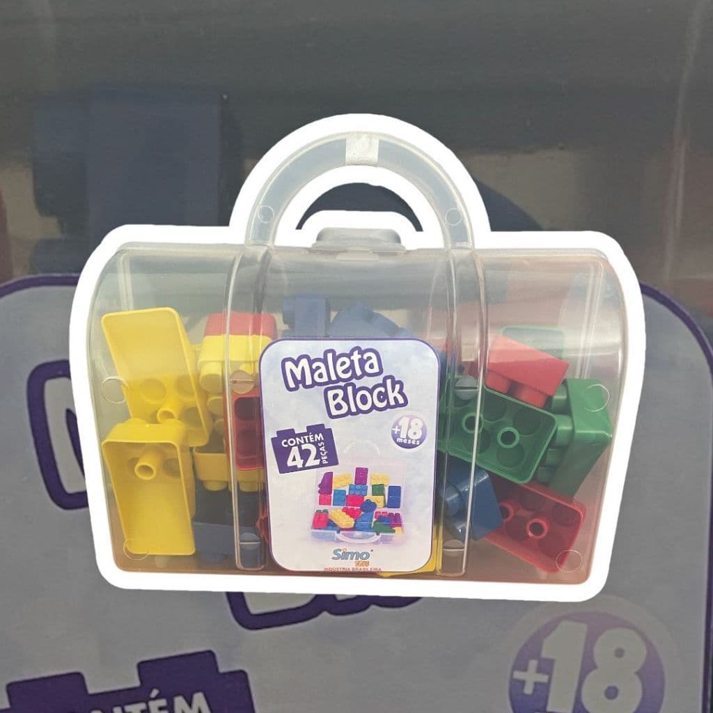 Maleta Magic Bloco com 42 Peças Didáticas de Montar Infantil Menina Menino