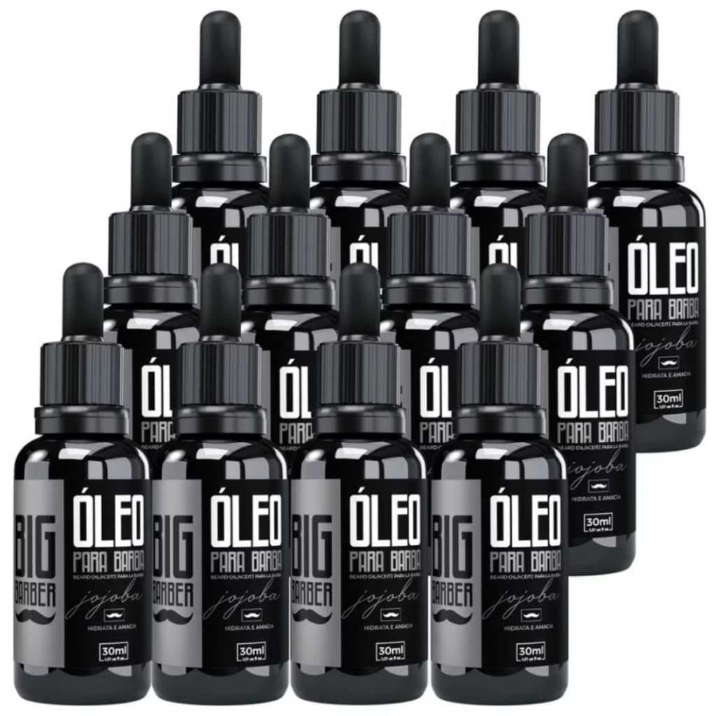 Kit 12 Óleo Para Barba Profissional Antifrizz Big Barber 30 Ml Promoção Atacado