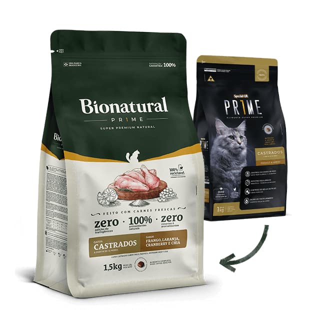 Ração A Granel Special Cat Bionatural Prime Gatos Castrado Sabor Frango 1kg