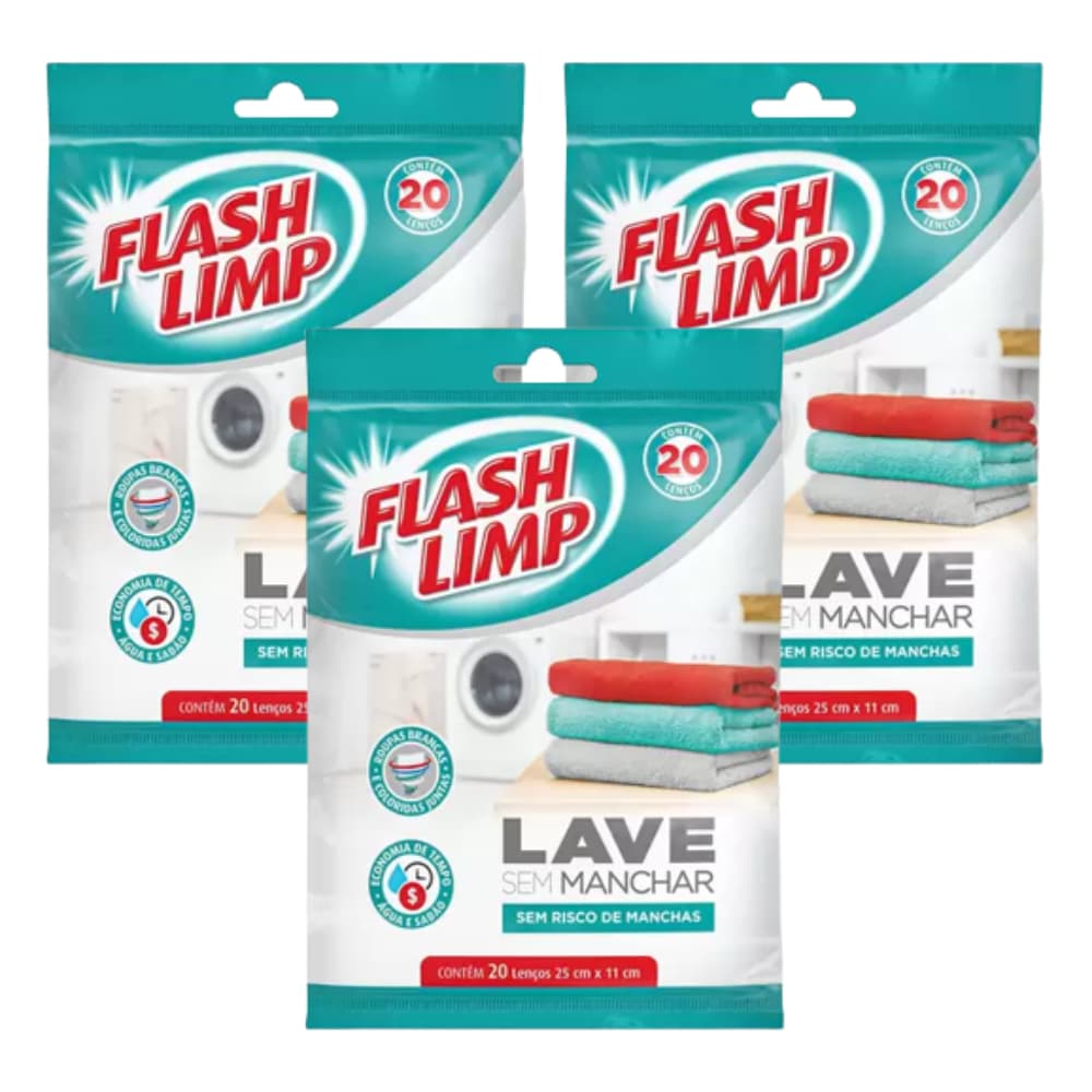 Kit com 3 Lenço Lave Sem Manchar Anti Mancha Flash Limp