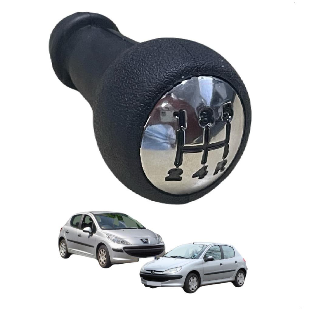 Manopla Bola de Câmbio Tampa Cromada Peugeot 206/207/307/Sw