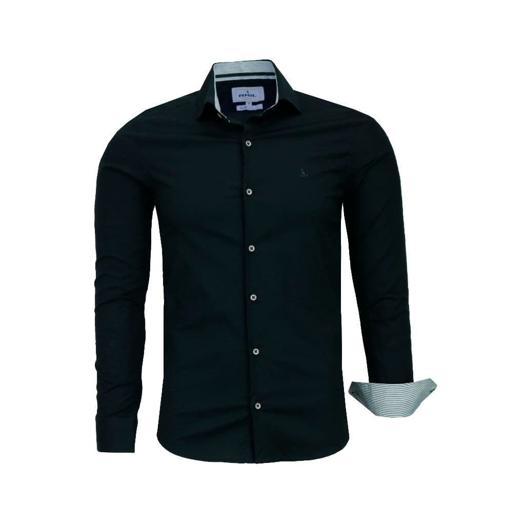Camisa Social Amil Masculina Slim Manga Longa Algodão Elastano 1808